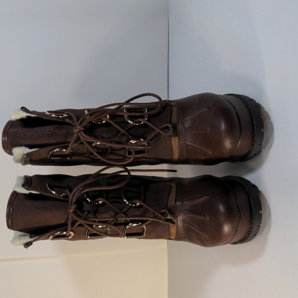 Jazelle Size 10 Brown / Tan Stiletto Lugged Hiking Boot Lace-up - Picture 2 of 6